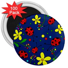 Ladybugs - blue 3  Magnets (100 pack)