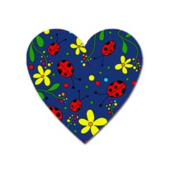 Ladybugs - blue Heart Magnet