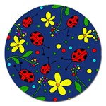 Ladybugs - blue Magnet 5  (Round) Front