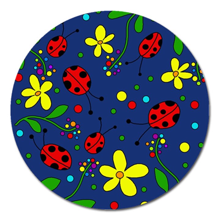 Ladybugs - blue Magnet 5  (Round)