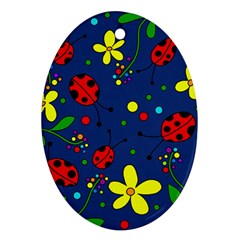 Ladybugs - blue Oval Ornament (Two Sides)