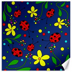 Ladybugs - blue Canvas 20  x 20  