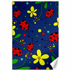 Ladybugs - blue Canvas 20  x 30  