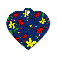 Ladybugs - blue Dog Tag Heart (One Side)