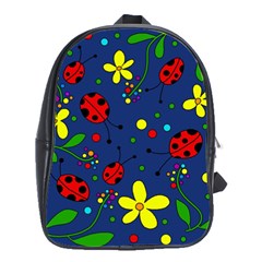 Ladybugs - blue School Bags(Large) 