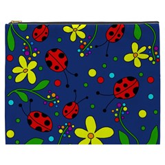 Ladybugs - blue Cosmetic Bag (XXXL) 