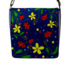 Ladybugs - blue Flap Messenger Bag (L) 