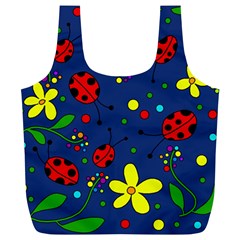 Ladybugs - blue Full Print Recycle Bags (L) 