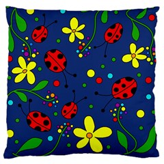 Ladybugs - blue Standard Flano Cushion Case (One Side)