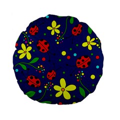 Ladybugs - Blue Standard 15  Premium Flano Round Cushions by Valentinaart