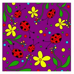 Ladybugs - Purple Large Satin Scarf (square) by Valentinaart