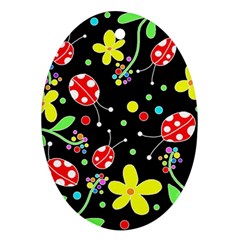 Flowers And Ladybugs Oval Ornament (two Sides) by Valentinaart