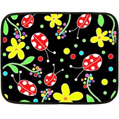 Flowers And Ladybugs Fleece Blanket (mini) by Valentinaart