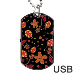 Flowers And Ladybugs 2 Dog Tag Usb Flash (one Side) by Valentinaart