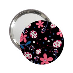 Pink Ladybugs And Flowers  2 25  Handbag Mirrors by Valentinaart