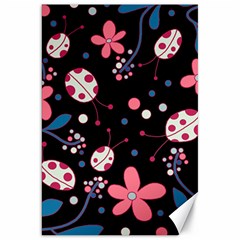 Pink Ladybugs And Flowers  Canvas 20  X 30  