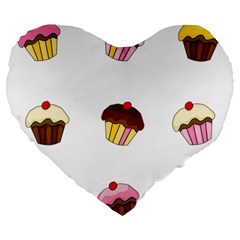 Colorful Cupcakes  Large 19  Premium Flano Heart Shape Cushions by Valentinaart