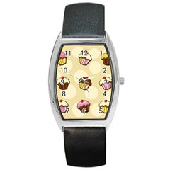 Colorful Cupcakes Pattern Barrel Style Metal Watch by Valentinaart