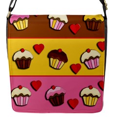 Love Cupcakes Flap Messenger Bag (s) by Valentinaart