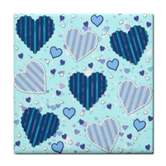 Light And Dark Blue Hearts Tile Coasters by LovelyDesigns4U