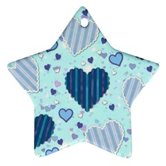 Light And Dark Blue Hearts Ornament (star)  by LovelyDesigns4U