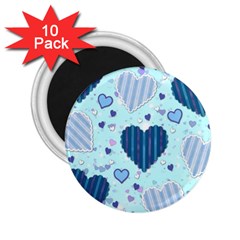 Light And Dark Blue Hearts 2 25  Magnets (10 Pack)  by LovelyDesigns4U