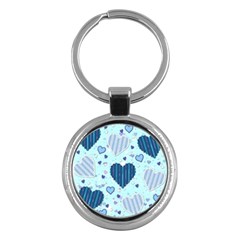 Light And Dark Blue Hearts Key Chains (round)  by LovelyDesigns4U