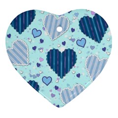 Light And Dark Blue Hearts Heart Ornament (2 Sides) by LovelyDesigns4U