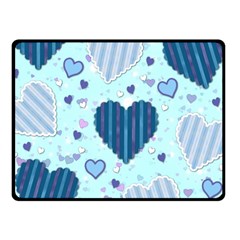 Light And Dark Blue Hearts Fleece Blanket (small) by LovelyDesigns4U