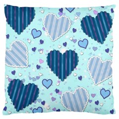 Light And Dark Blue Hearts Large Cushion Case (one Side) by LovelyDesigns4U