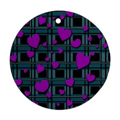 Purple Love Round Ornament (two Sides)  by Valentinaart