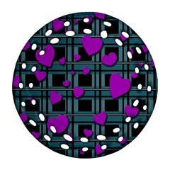 Purple Love Round Filigree Ornament (2side) by Valentinaart