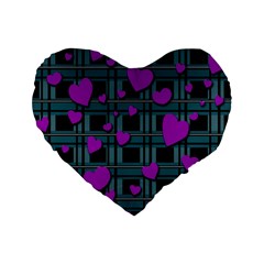 Purple Love Standard 16  Premium Flano Heart Shape Cushions by Valentinaart