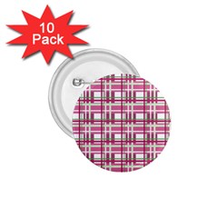 Pink Plaid Pattern 1 75  Buttons (10 Pack)