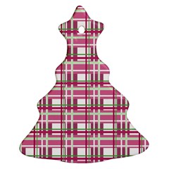 Pink Plaid Pattern Christmas Tree Ornament (2 Sides) by Valentinaart