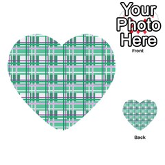 Green Plaid Pattern Multi-purpose Cards (heart) 