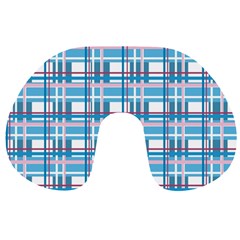 Blue Plaid Pattern Travel Neck Pillows by Valentinaart