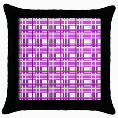 Purple Plaid Pattern Throw Pillow Case (black) by Valentinaart