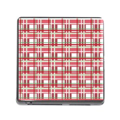 Red Plaid Pattern Memory Card Reader (square) by Valentinaart