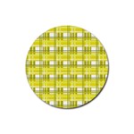 Yellow plaid pattern Rubber Coaster (Round)  Front