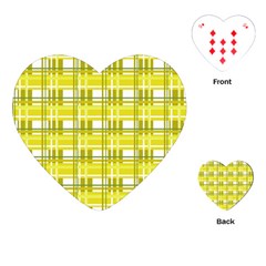 Yellow Plaid Pattern Playing Cards (heart)  by Valentinaart