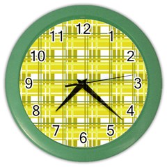Yellow Plaid Pattern Color Wall Clocks