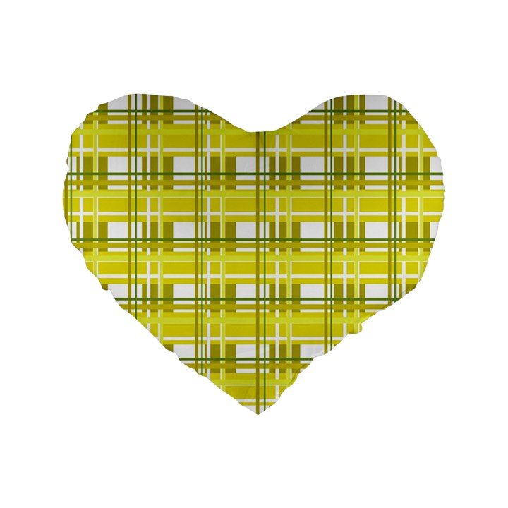 Yellow plaid pattern Standard 16  Premium Flano Heart Shape Cushions