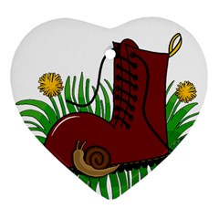 Boot In The Grass Ornament (heart)  by Valentinaart