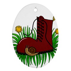 Boot In The Grass Oval Ornament (two Sides) by Valentinaart