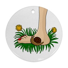 Barefoot In The Grass Round Ornament (two Sides)  by Valentinaart