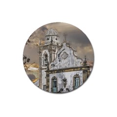 Exterior Facade Antique Colonial Church Olinda Brazil Magnet 3  (round) by dflcprints