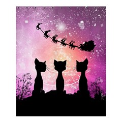 Cats Looking In The Sky At Santa Claus At Night Shower Curtain 60  X 72  (medium)  by FantasyWorld7