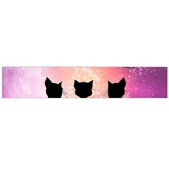 Cats Looking In The Sky At Santa Claus At Night Flano Scarf (large)  by FantasyWorld7