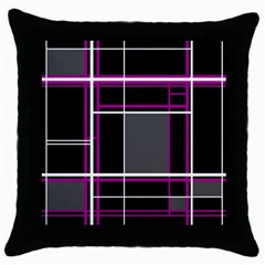 Simple Magenta Lines Throw Pillow Case (black) by Valentinaart